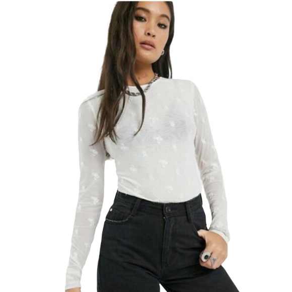 Free People Make Out Mesh Embroidered Bodysuit - Picture 4 of 8